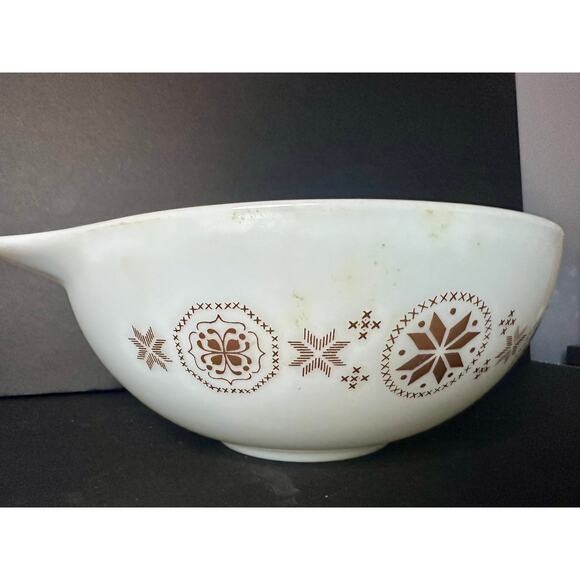 Vintage Pyrex Nesting Cinderella Bowl #444 Town & Country 4 Qt Bowl White Brown - Picture 6 of 8